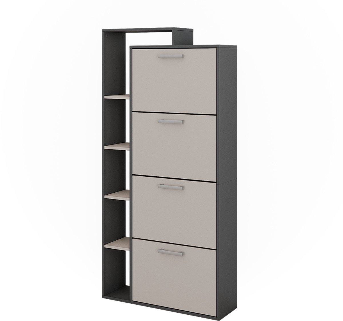 Vicco Schoenklaprek Orlando, Antraciet/grijs, 80 x 166.1 cm met 4 compartimenten (4066731481606)