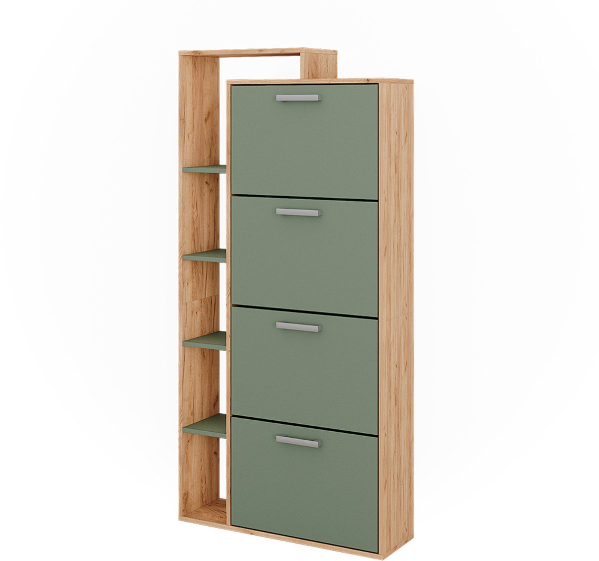 Vicco Schoenklaprek Orlando, Goldkraft eik/groen, 80 x 166.1 cm met 4 compartimenten (4066731481613)