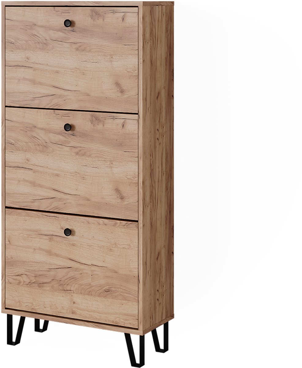 Vicco Siri Schoenenkantelaar - 130 x 60 cm met 3 scharnierende laden Krachtige eik goud met 3 scharnierende laden (4066731467518)
