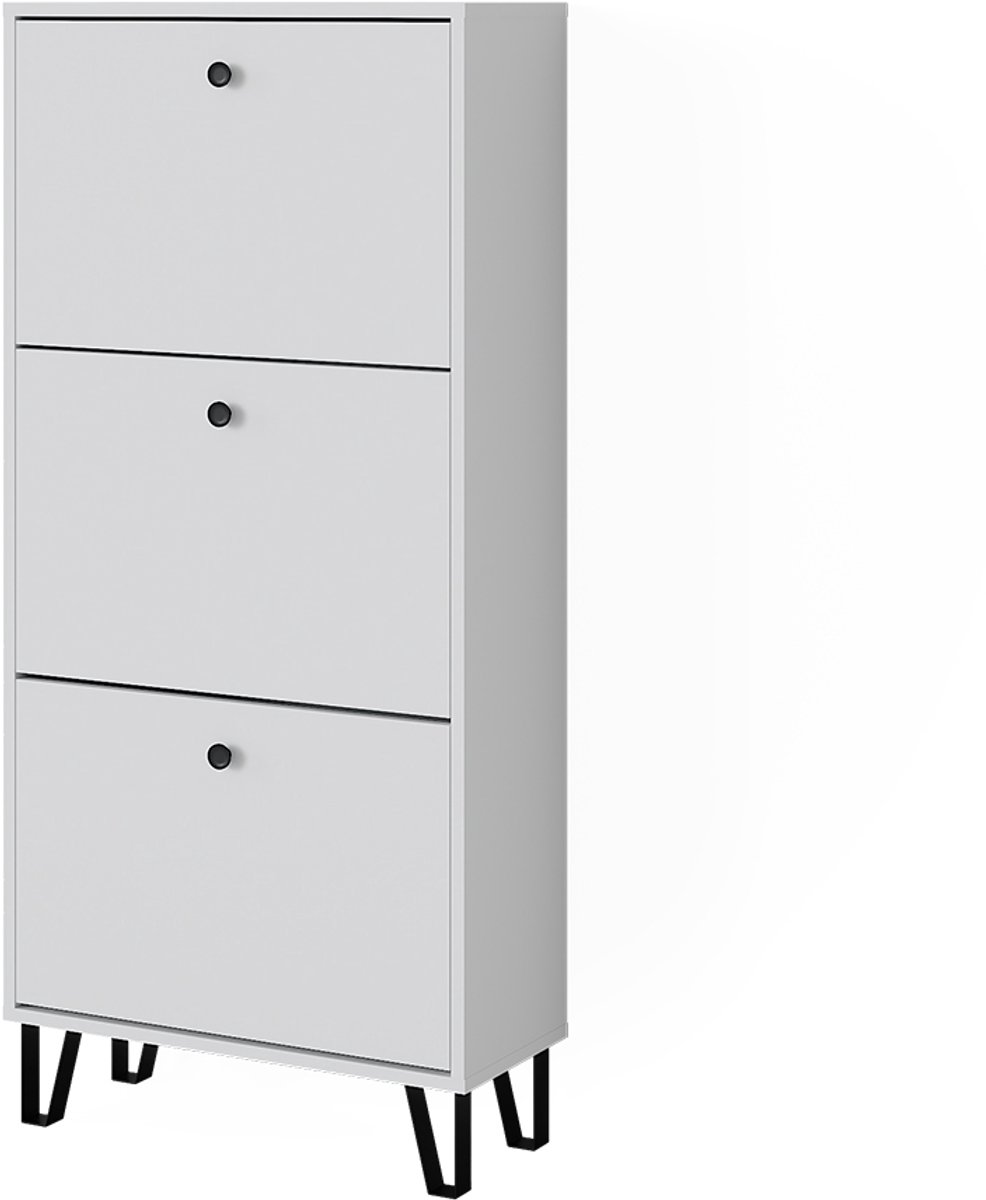 Vicco Siri Schoenenkantelaar - 130 x 60 cm met 3 scharnierende laden Wit met 3 scharnierende laden (4066731467525)