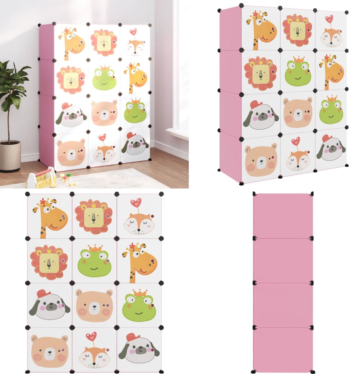 vidaXL Kinderopbergmeubel met 12 vakken polypropeen roze - Opbergmeubel - Opbergmeubelen - Kinderkast - Opberger (8222034687763)