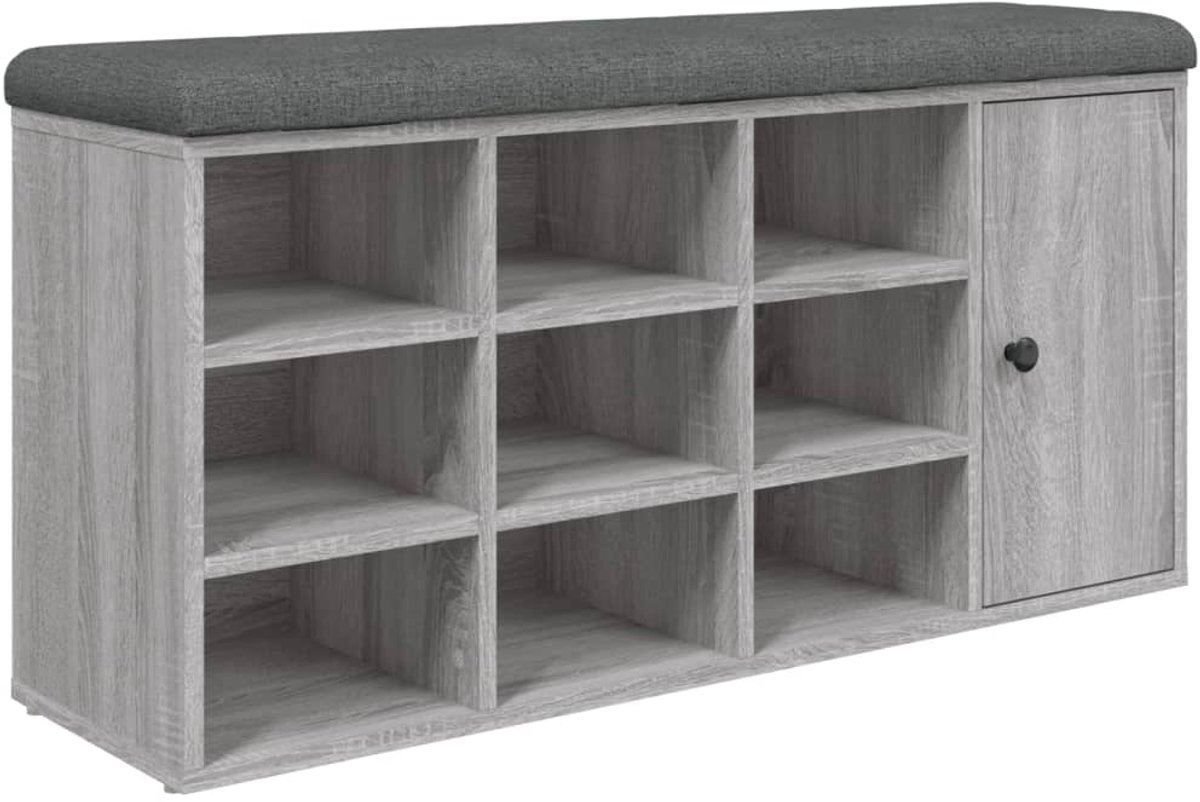 vidaXL Schoenenbank - 102x32x50 cm - Grijs Sonoma Eiken Schoenenbankje - Schoenenbankjes - Halbankje - Opbergbankje (8251038183377)