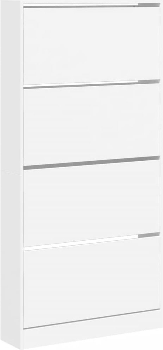 vidaXL Schoenenkast - 4 klaplades - Wit - 80x21x163,5 cm Schoenenkast - Schoenenkasten - Schoenenrek - Schoenen Kast (8361885013397)