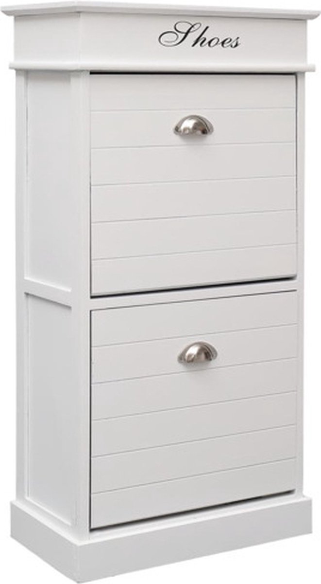 vidaXL - Schoenenkast - 50x28x98 - cm - paulowniahout - wit (8719883668574)