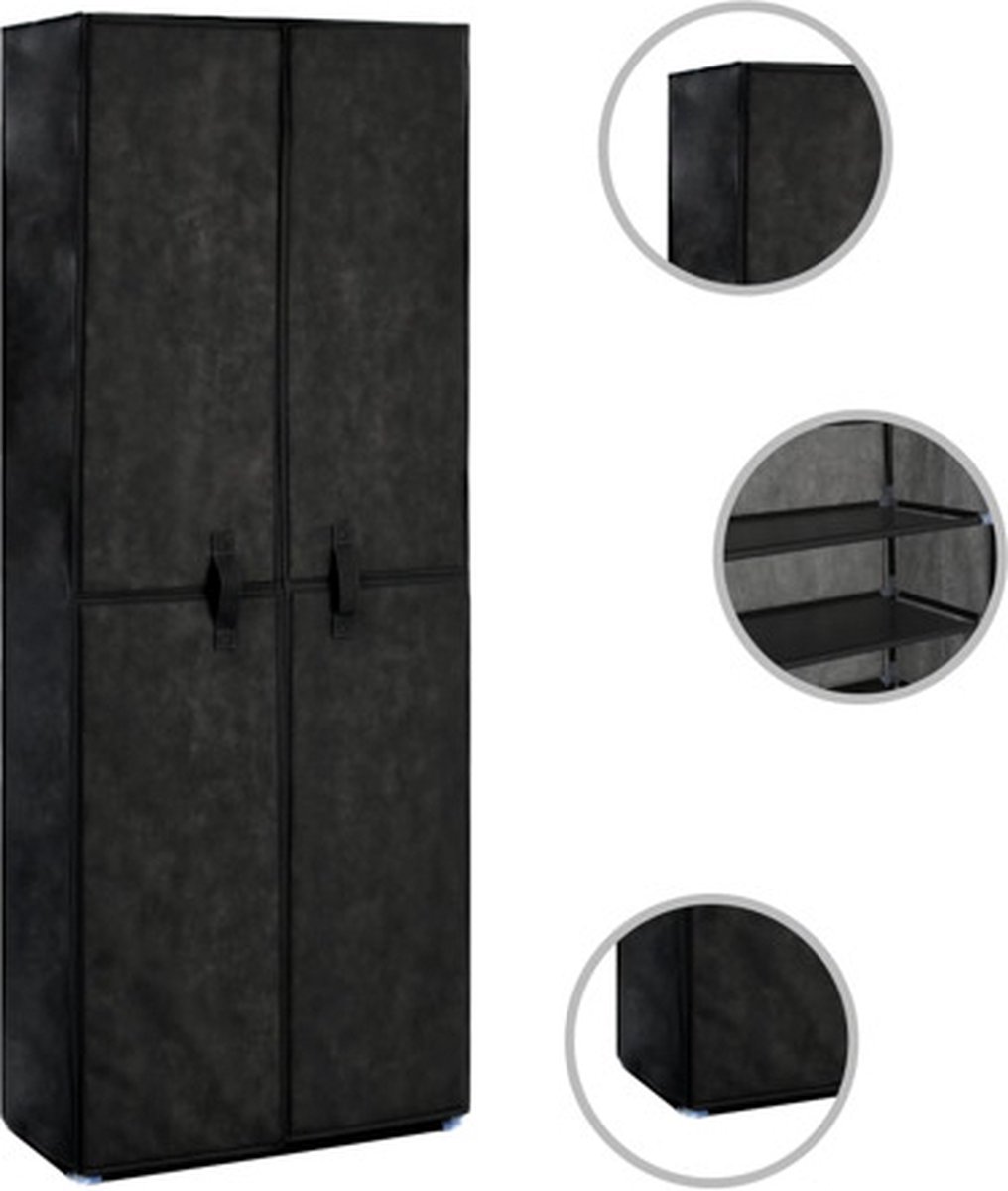vidaXL - Schoenenkast - 60x30x166 - cm - stof - zwart (8719883565071)