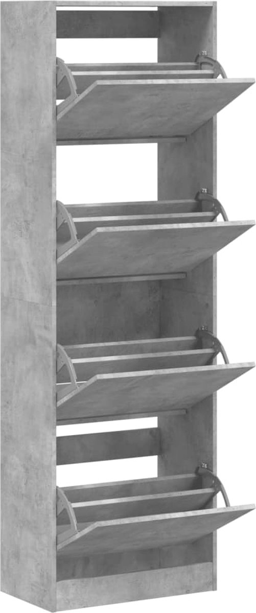 vidaXL Schoenenkast met 4 klaplades 60x34x187,5 cm betongrijs (8721012385689)
