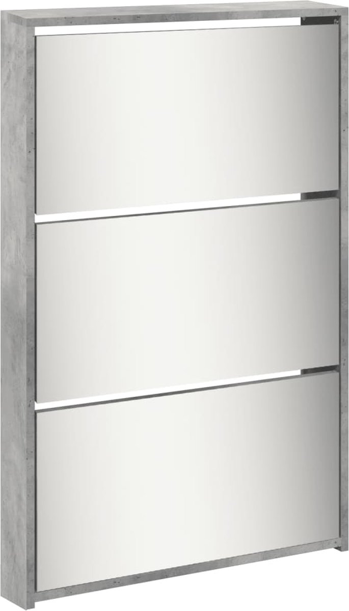 vidaXL Schoenenkast met spiegel 5-laags 63x17x169,5 cm betongrijs (8721012989214)