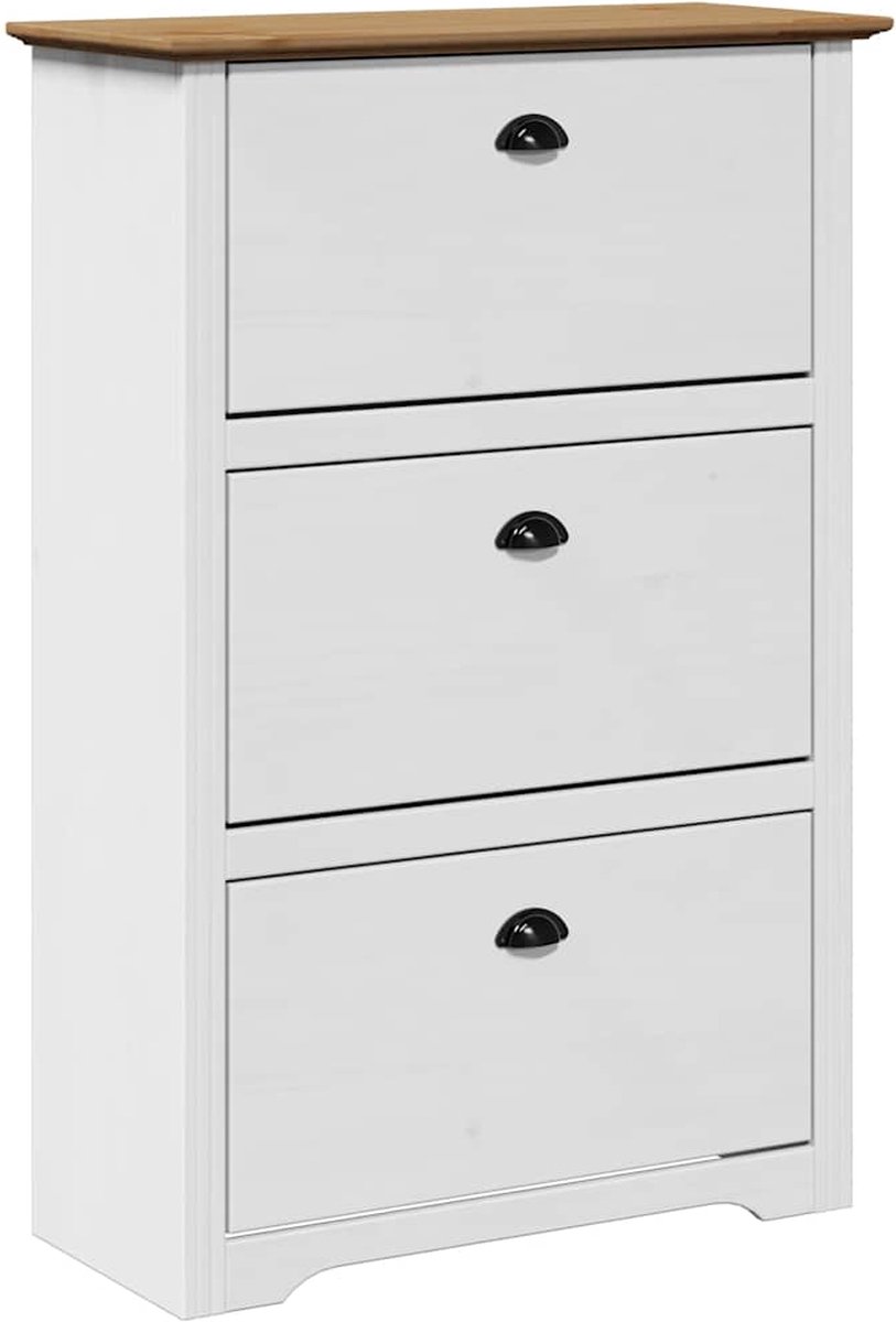 vidaXL Schoenenrek BODO - 80x35x118 cm - Wit en Bruin (8938233051617)