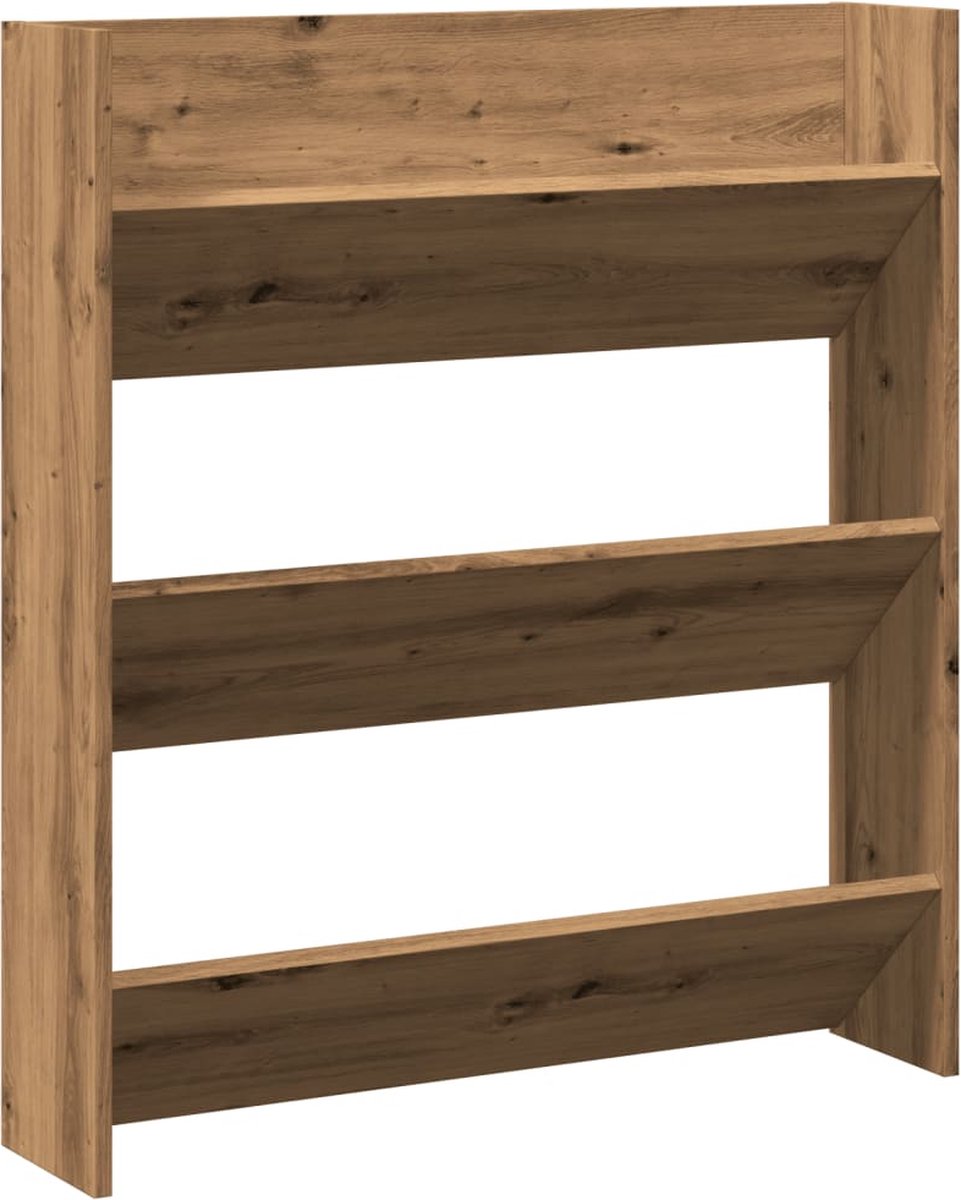 vidaXL Wandschoenenkast - 80x18x90 cm - Eikenhout (8176929815352)