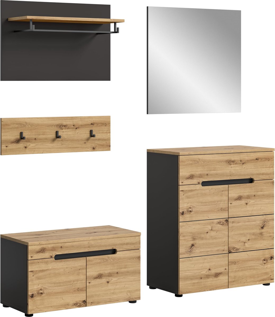 4-delige set kledingkastsysteem - grijs - kledingkastset - kastmeubilair - tijdloos design - 175 cm x 180 cm x 37 cm (6097650972973)