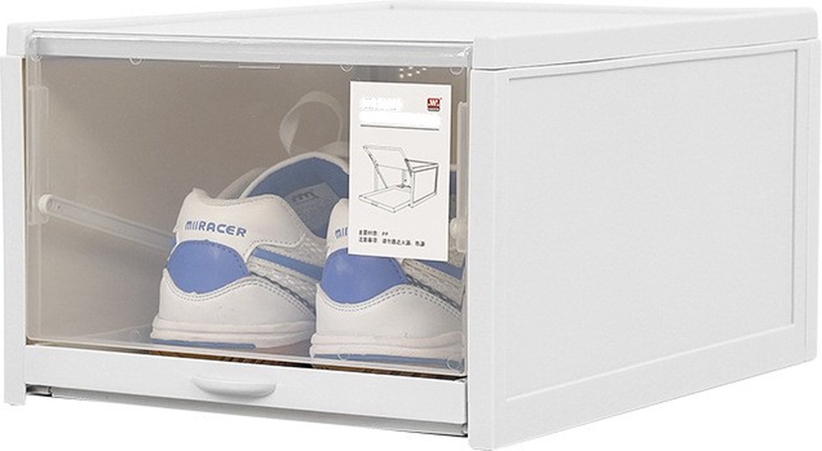 Buxibo - 3x Transparante Sneaker Box met Lade - Sneaker Display - Sneaker Vitrine - Show Box - Opvouwbare Schoenenkast -Schoenendozen - Kunststof - Grijs/Transparant (8720701731561)