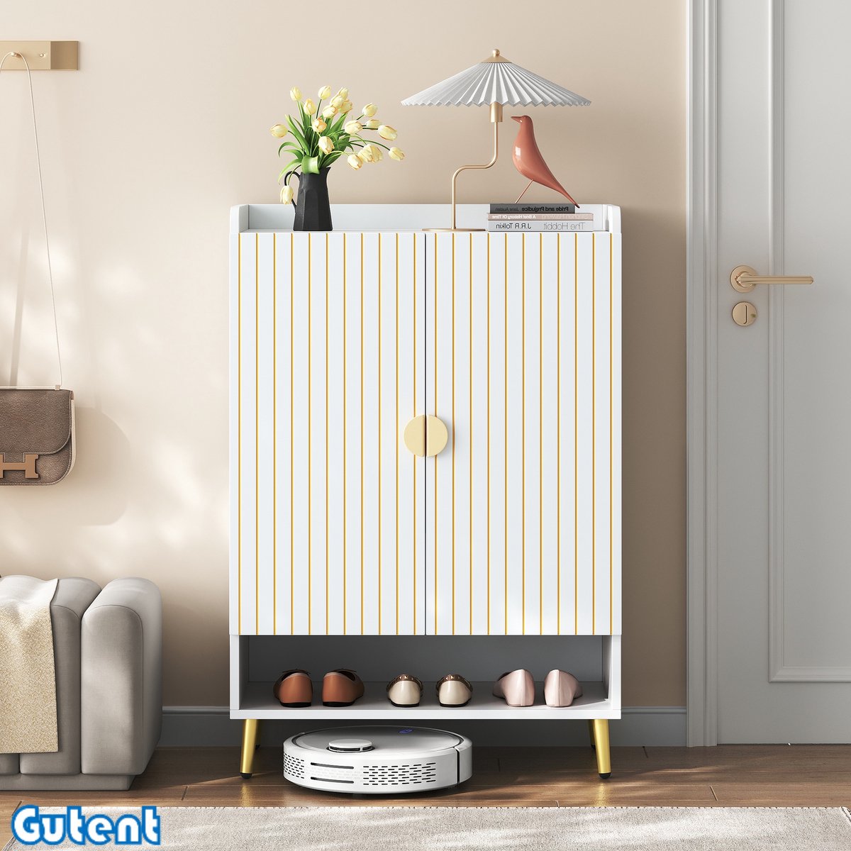 Gutent Schoenenkast-MDF-Wit-3 Rijen-75*35*105cm (7442348968001)