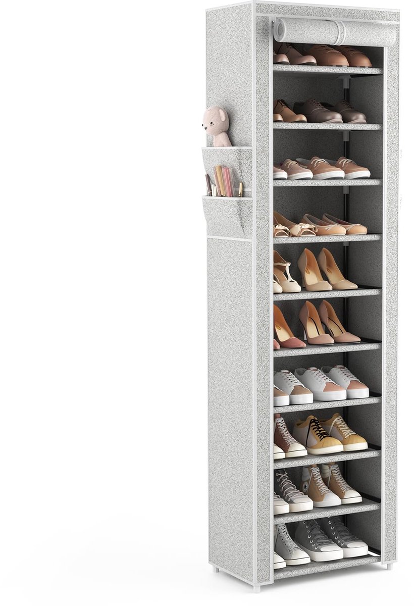 Ibenzoa® Slim en Hoog Schoenenrek met 11 Lagen voor Maximaal 22 Paar Schoenen in Stofhoes (8721358839488)