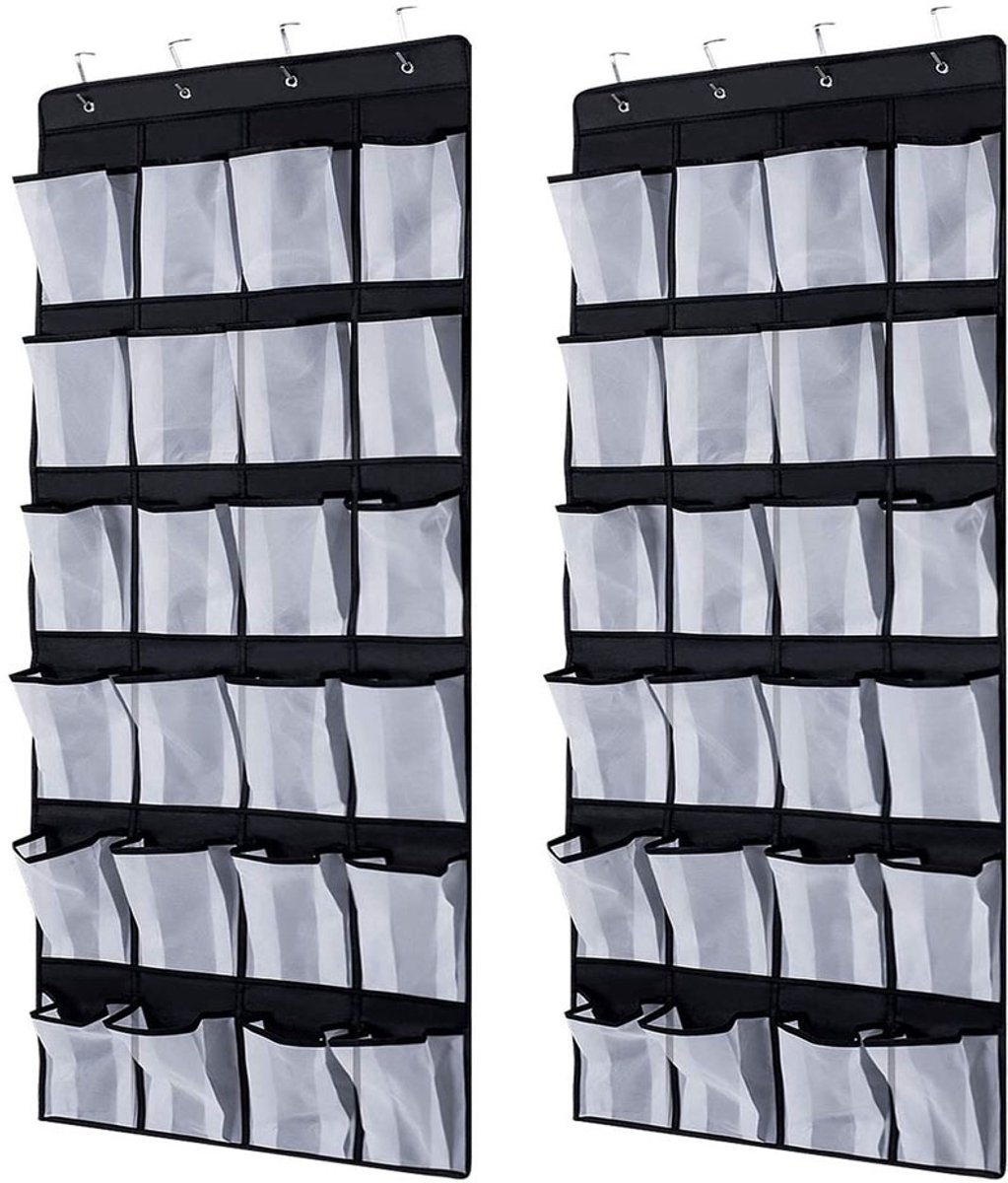 KZQ 2 stuks - Schoenenzak hangend - Schoenen opberger - Organizer aan de deur - BH Organizer - BH Verdeler voor in Kast - Kast Organizer - Hangende Opberger - Oplossing voor rondslingerende schoenen - Opbergen van Schoenen aan Deur - 48 vakken (6945376718552)