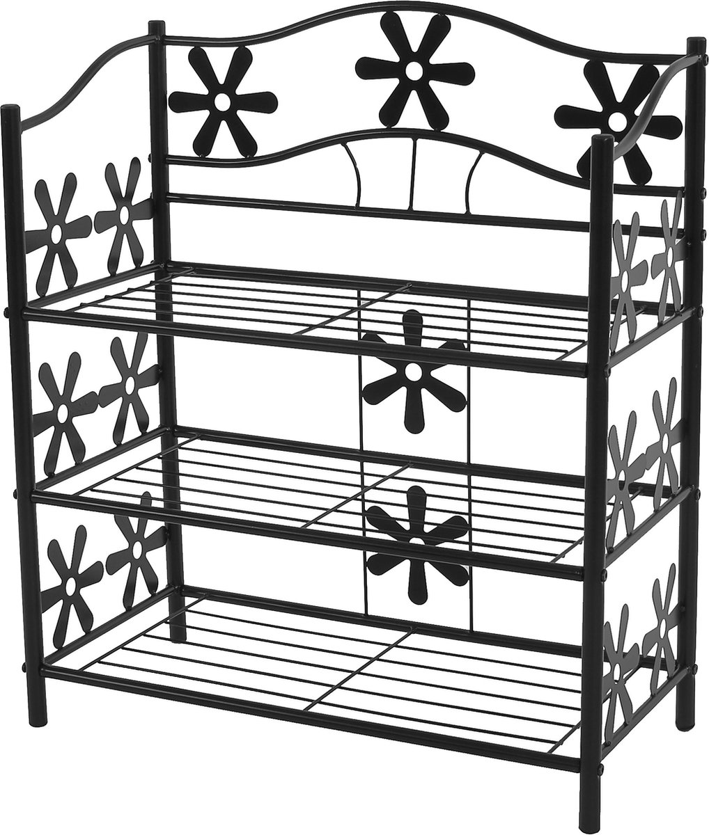 Metalen boekenrek Schoenrek Staande plank Geneva ~ 3 planken, hoogte 70cm (4052826046478)