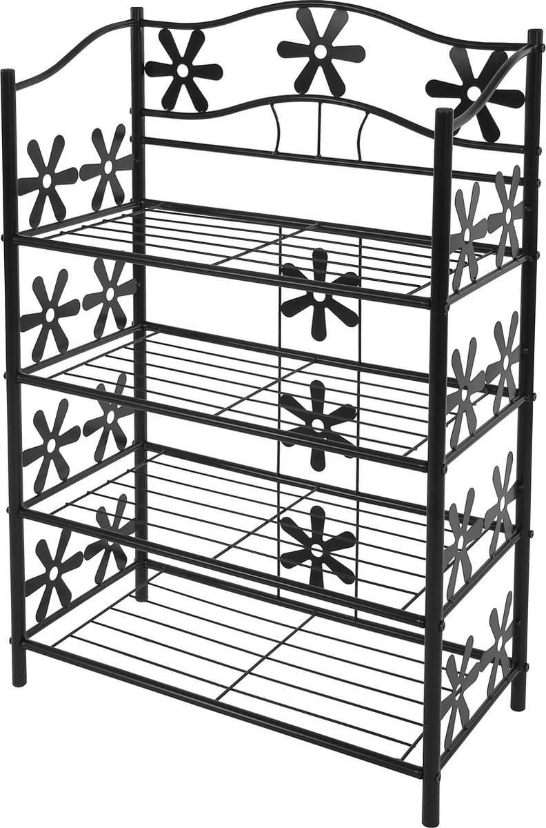 Metalen boekenrek Schoenrek Staande plank Geneva ~ 4 planken, hoogte 90cm (4052826046485)