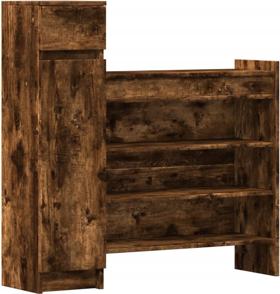 Schoenenkast 100,5x28x100 cm bewerkt hout gerookt eikenkleurig (8721012493285)
