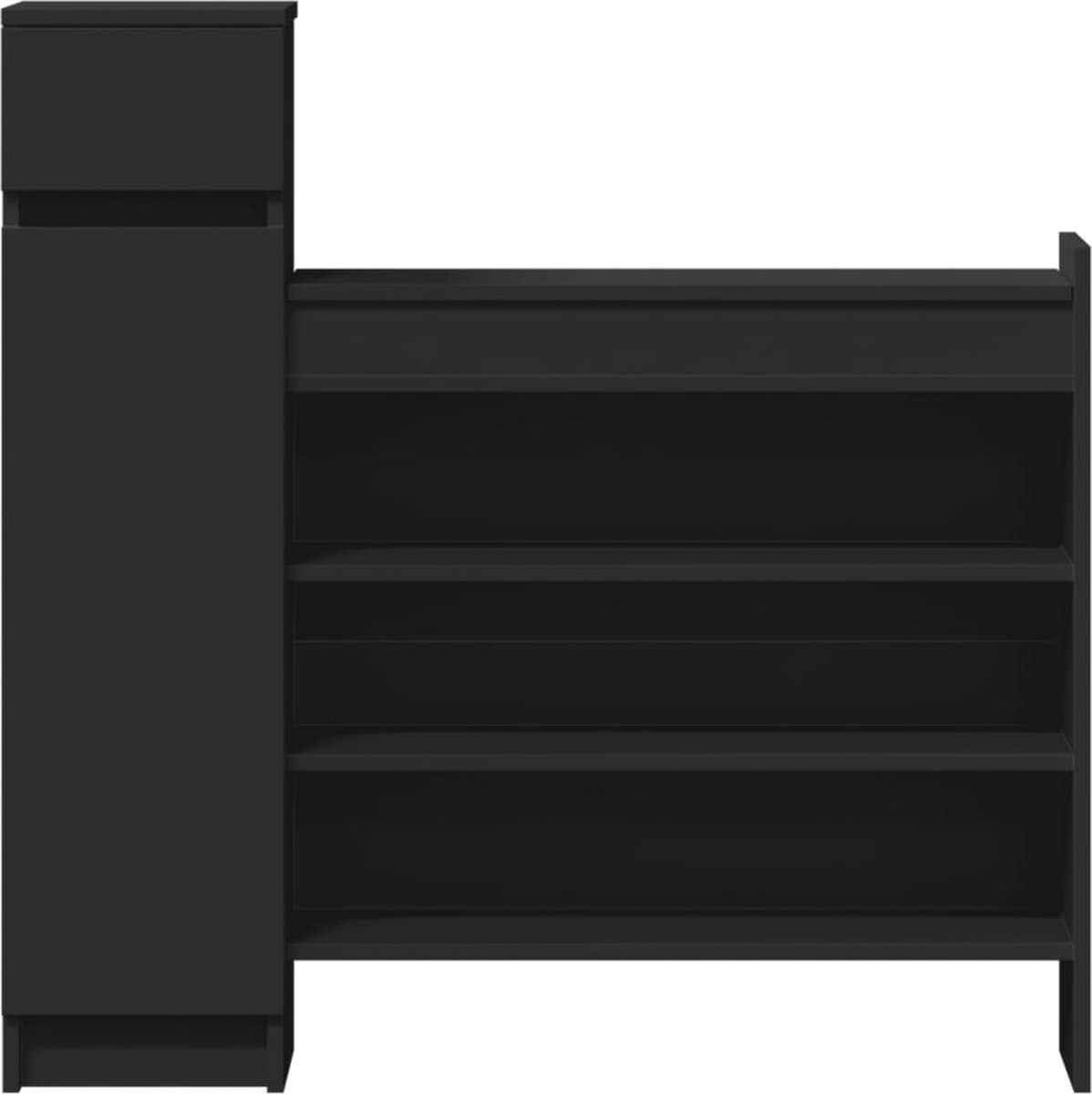 Schoenenkast 100,5x28x100 cm bewerkt hout zwart (8721012493254)