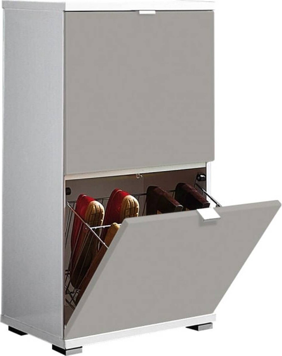 Schoenenkast 2 Vakken Joshua Wit - Zand (5404016460769)