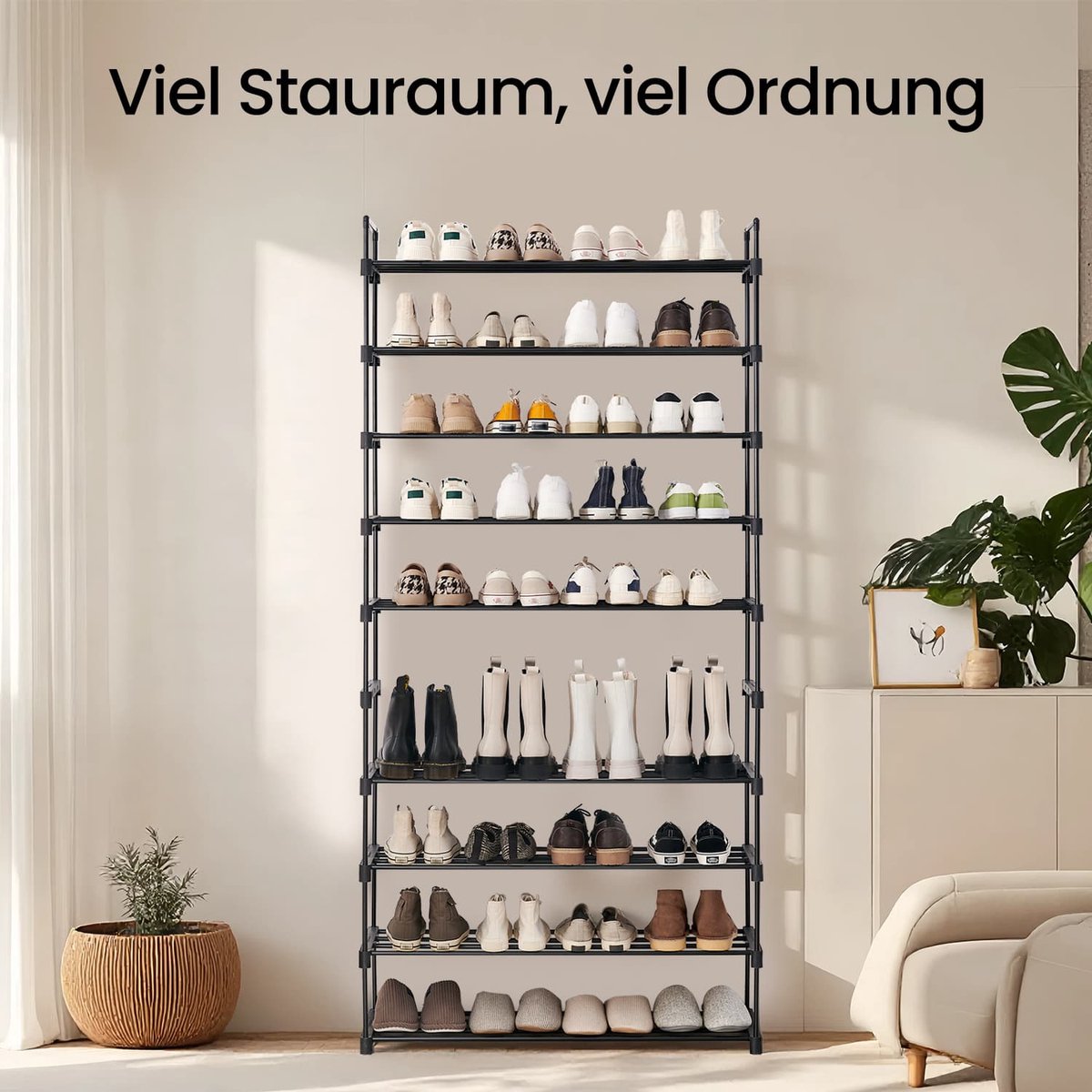 Schoenenrek met 10 niveaus zwart (9509219422661)