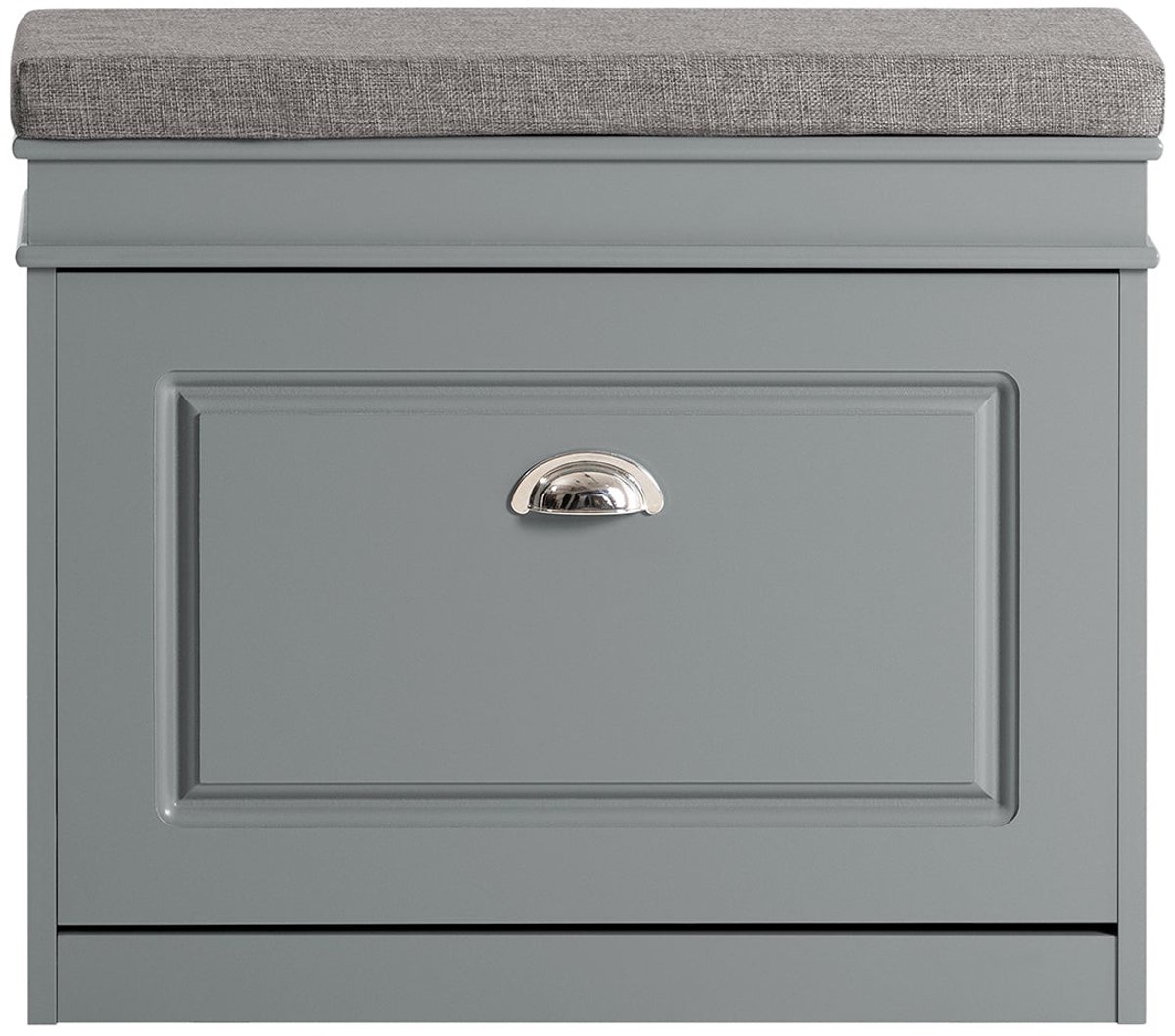 SoBuy Gangschoenbank, Schoenenrek met Flip - lade en Zitkussen voor gang, slaapkamer, woonkamer etc., 61x24x51 cm, Grijs (4251388621394)
