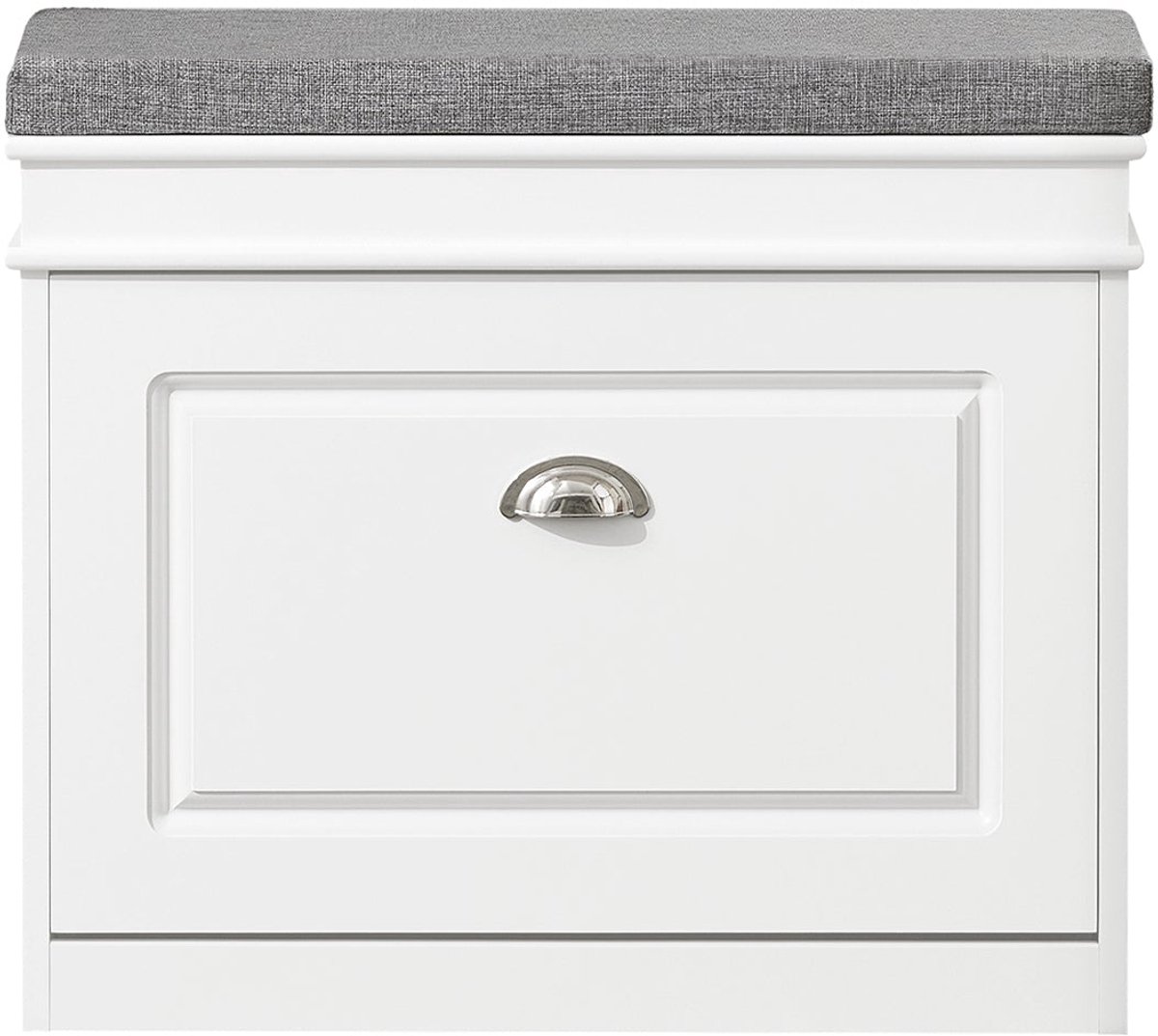 SoBuy Schoenbank met gecapitonneerde zitting, geschikt voor huis en appartement, 60x24x51 cm, wit - FSR82-K-W (4251388613436)