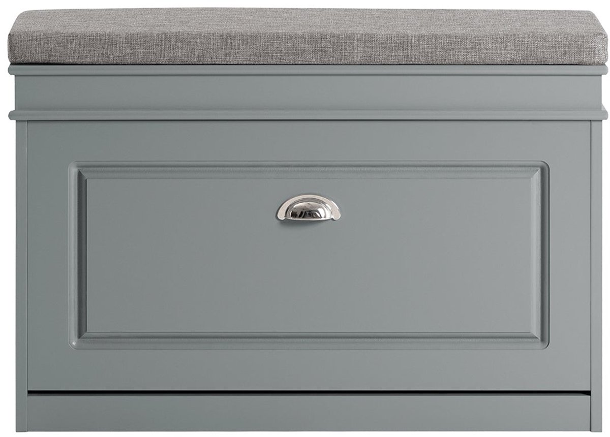 SoBuy Schoenbank voor appartement/huis, met gecapitonneerde zitting, 75x24x51cm, grijs - FSR82-L-HG (4251388621424)