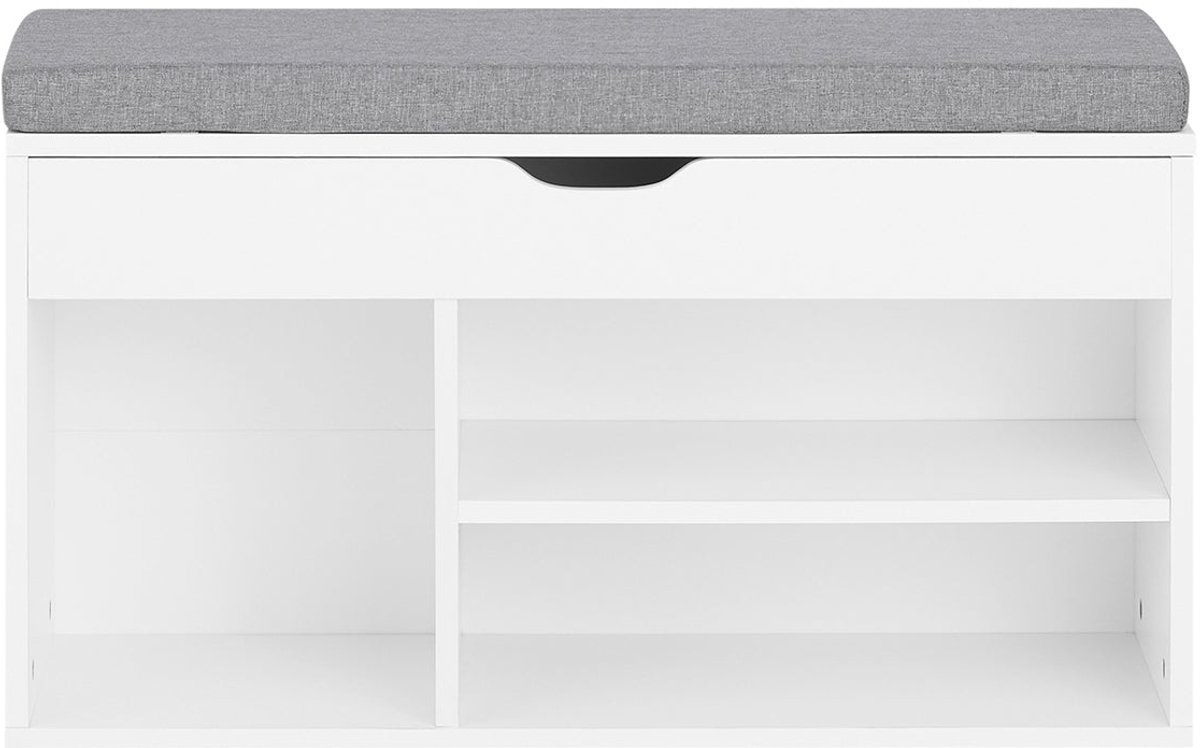 SoBuy Schoenenbank Zitbank FSR45-HG voor gang, met comfortabel zitkussen en opbergvakken, 80x30x46cm, Wit (4251388601181)