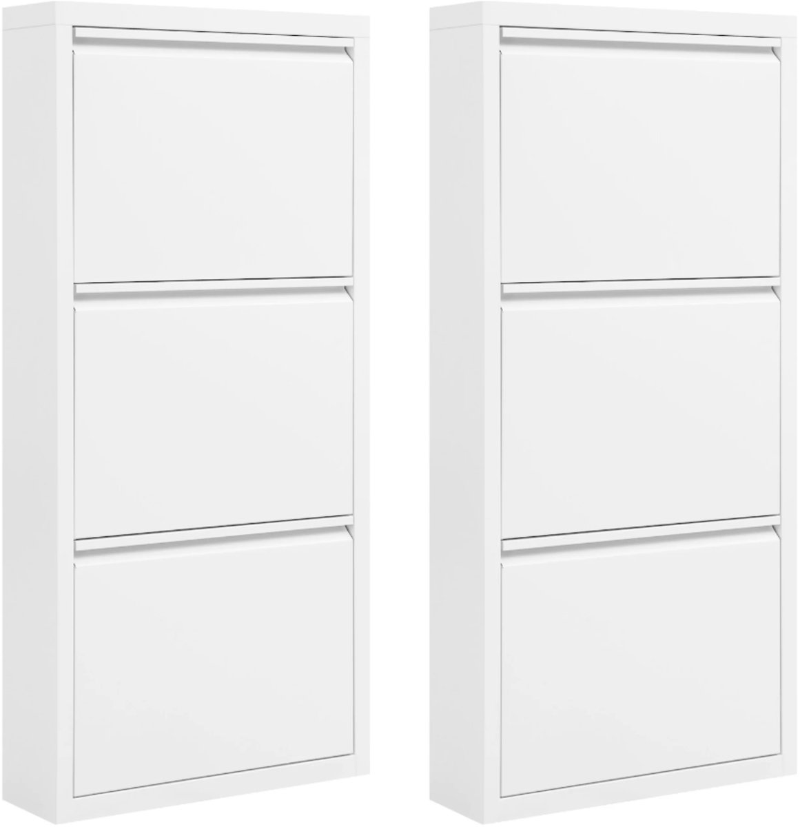 Stemily Schoenenkast - 2 Stuks - 3 Lades per Kast - 6 KG per Lade - Metaal - Geen Montage - Wit - 50 cm x 106 cm x 15 cm (8721284644002)