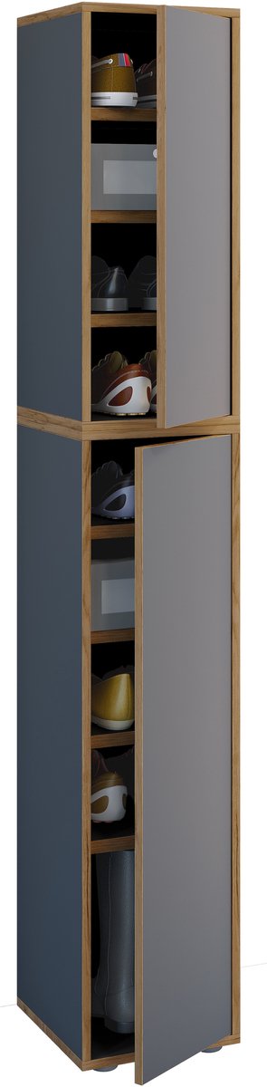 VCM Holz-Schuhschrank | Maße: B. 30 x H. 183 x T. 33 cm | Allzweckschrank | 9 Fächer | 2 Drehtüren - Salia Breite 30 cm (4051814446320)