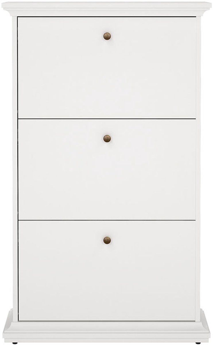 Venedig schoenenkast met 3 klepdeuren in wit. (5715680003405)