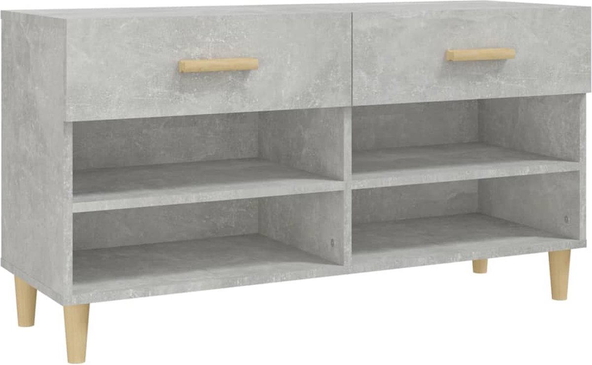 vidaXL - Schoenenkast - 102x35x55 - cm - bewerkt - hout - betongrijs (8720287083153)