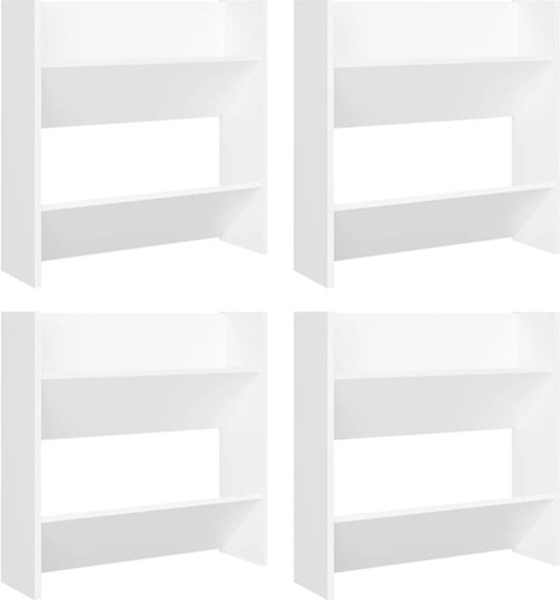vidaXL - Wandschoenenkasten - 4 - st - 60x18x60 - cm - bewerkt - hout - wit (8720286559178)