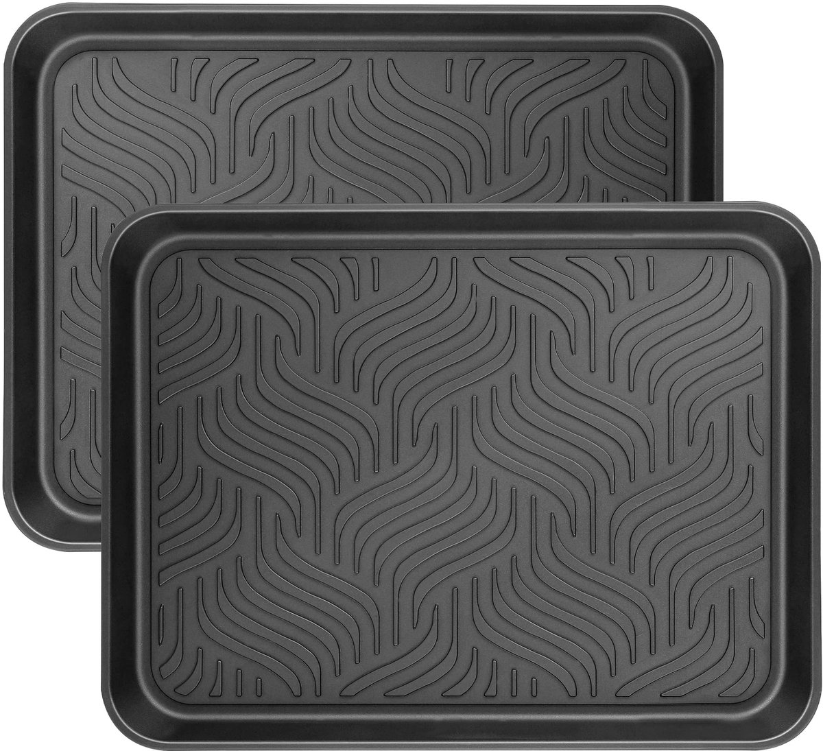 Ibenzoa® Robuust Schoenenopvangrek met Verhoogde Rand, Set van 2, 43 x 33 x 33 cm - Zwart Kunststof (8721358161275)