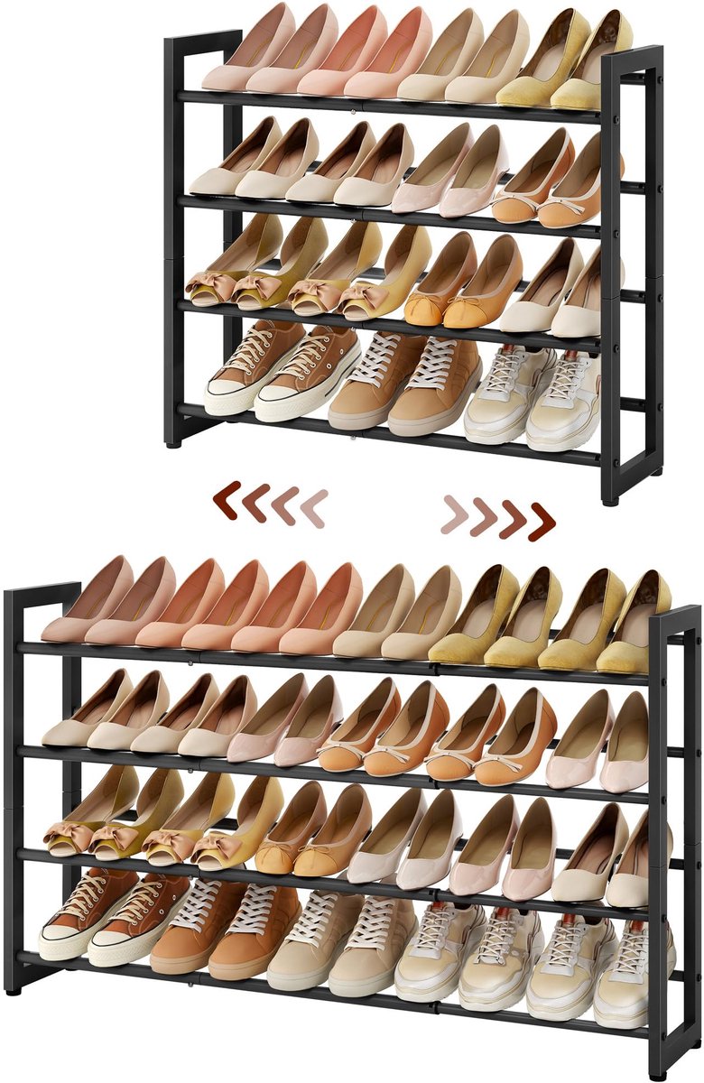Ibenzoa® Schoenenrek met 4 Verstelbare Niveaus voor Optimaal Ruimtegebruik in Huis (8721358416160)