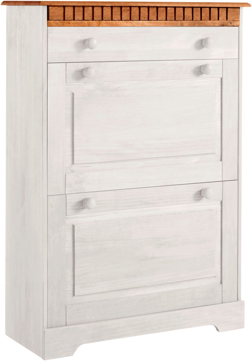 Lisa|Schoenenkast met 2 kleppen 1 lade Wit (5711950548881)