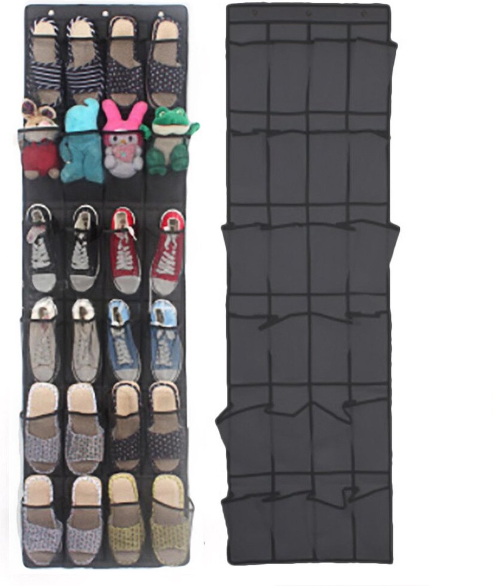 Schoenenkast - Opbergkast Schoenen - Opvouwbare Schoenenrek - Schoenen opbergen aan de deur - Schoenenkast Hangend - 24 vakken (7423651565514)
