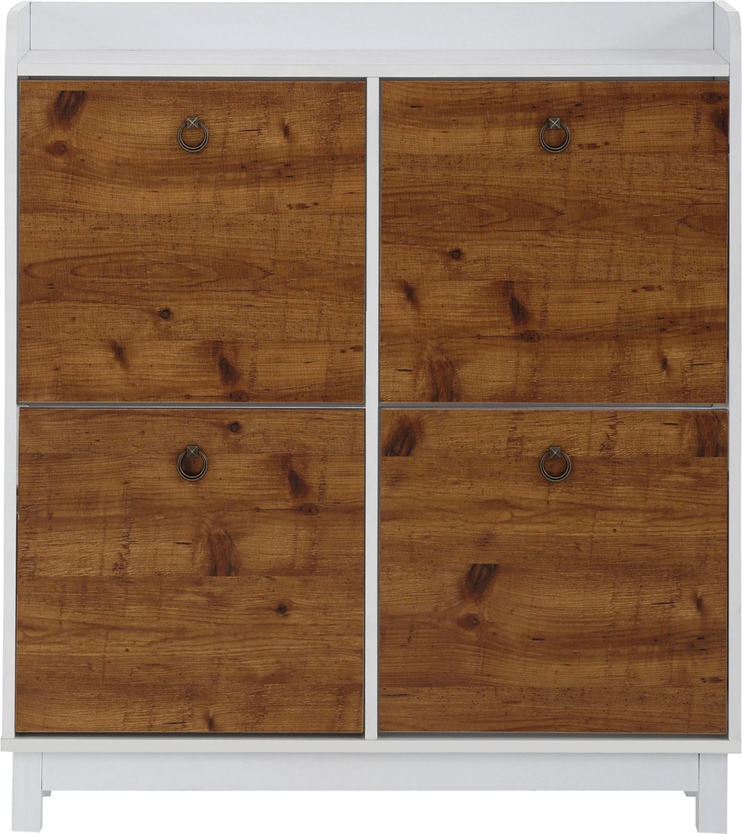 Schoenenkast met 4 kleppen in MDF wit en pacific eiken (5711950282266)