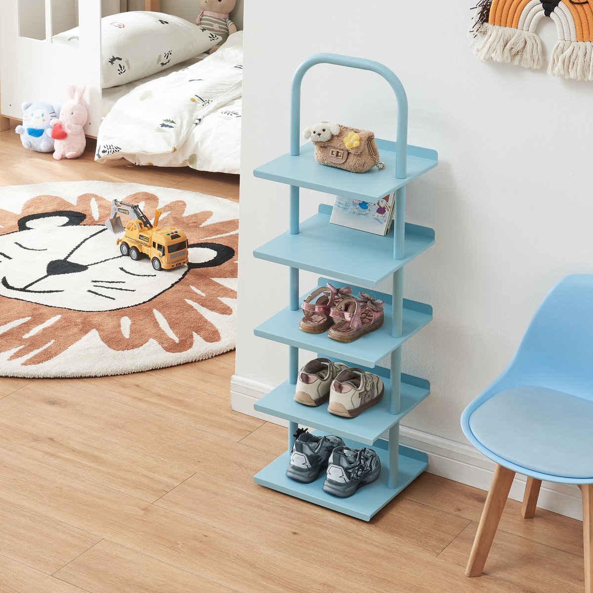 Schoenenrek Poytya voor kinderen 96x30x27 cm blauw [en.casa] (4059438950940)