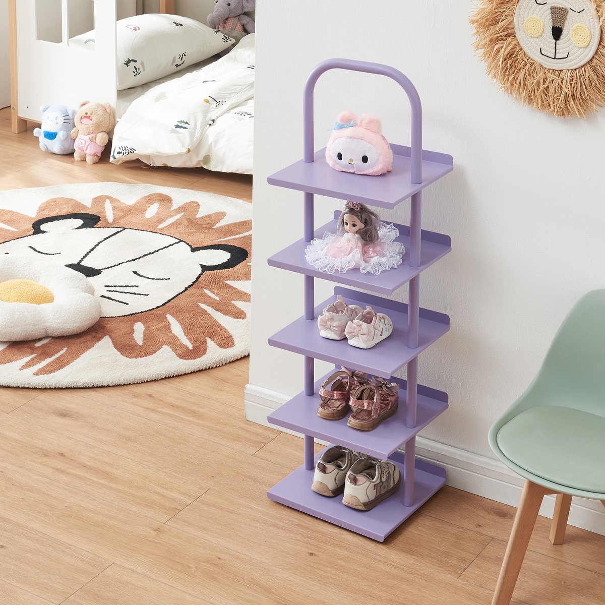 Schoenenrek Poytya voor kinderen 96x30x27 cm lila [en.casa] (4059438950933)