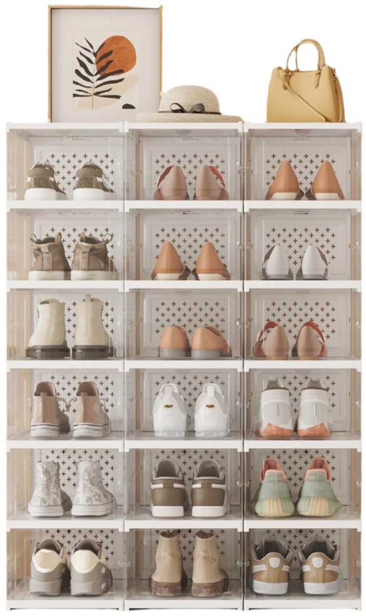 Set schoenkast - geïntegreerde schoenorganisator - 18 dozen - ruimtebesparing - 35,5 cm x 25,5 cm x 105 cm (6152025767735)