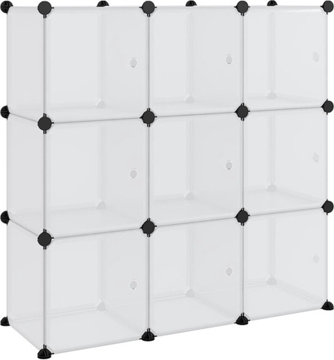 vidaXL - Opbergmeubel - met - 9 - vakken - en - deuren - polypropeen - transparant (8720286849606)