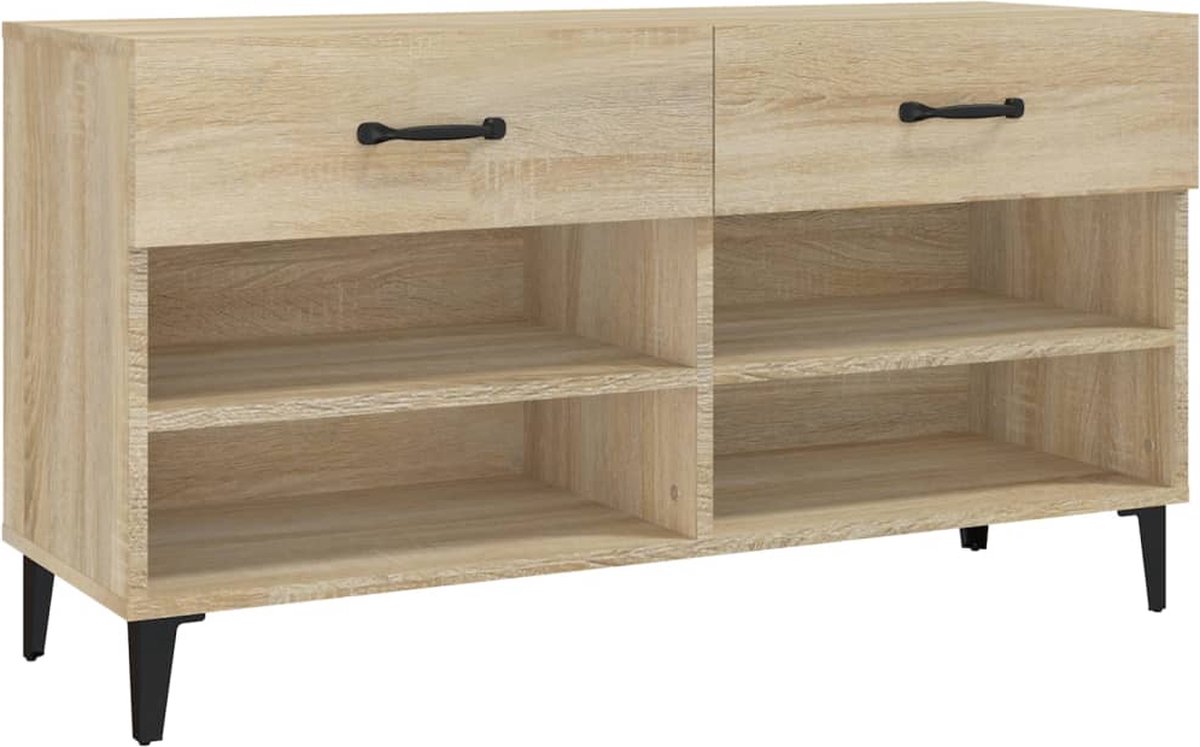 vidaXL - Schoenenkast - 102x35x55 - cm - bewerkt - hout - sonoma - eikenkleurig (8720287083191)