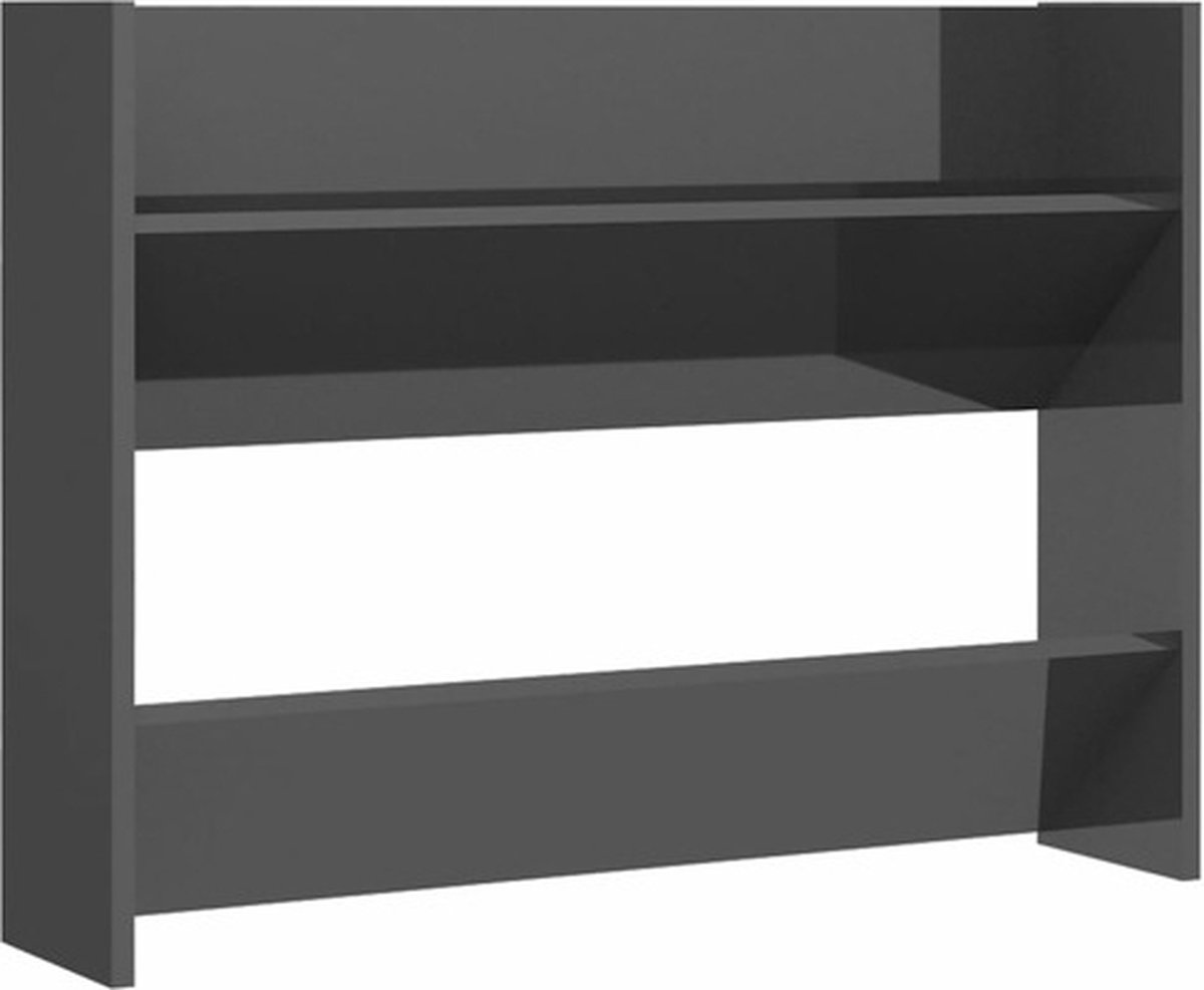 vidaXL - Wandschoenenkast - 80x18x60 - cm - bewerkt - hout - hoogglans - grijs (8720286559581)