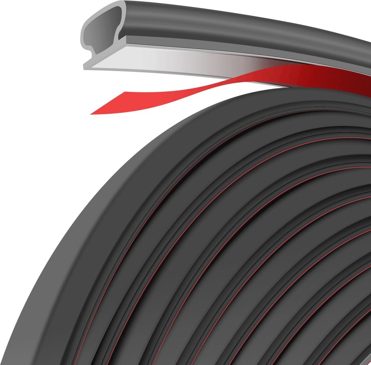 3m Zwarte Deurafdichting - Zelfklevende Rubber Strip voor Deur en Raam, Isolatie tegen Geluid, Wind, en Water (6152640038067)