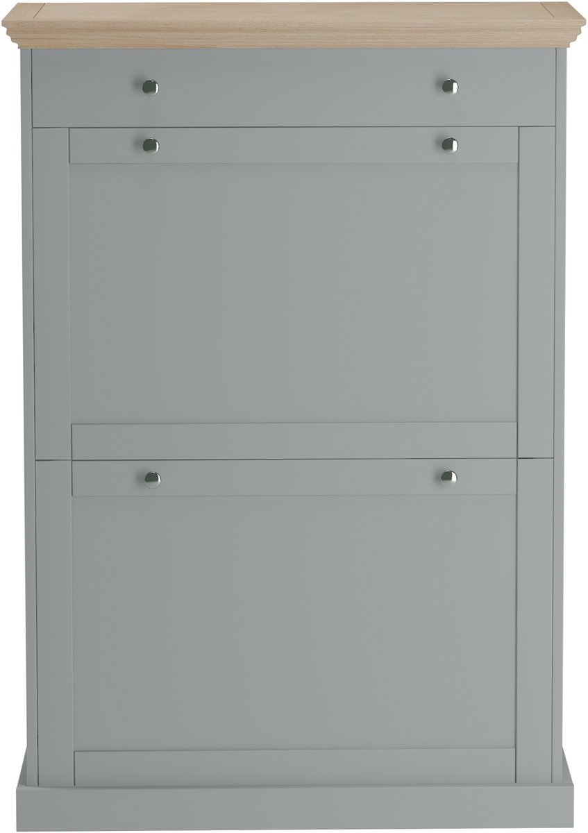 Binz|Schoenenkast met 2 kleppen en 1 lade in eiken look grijs (5711950312291)