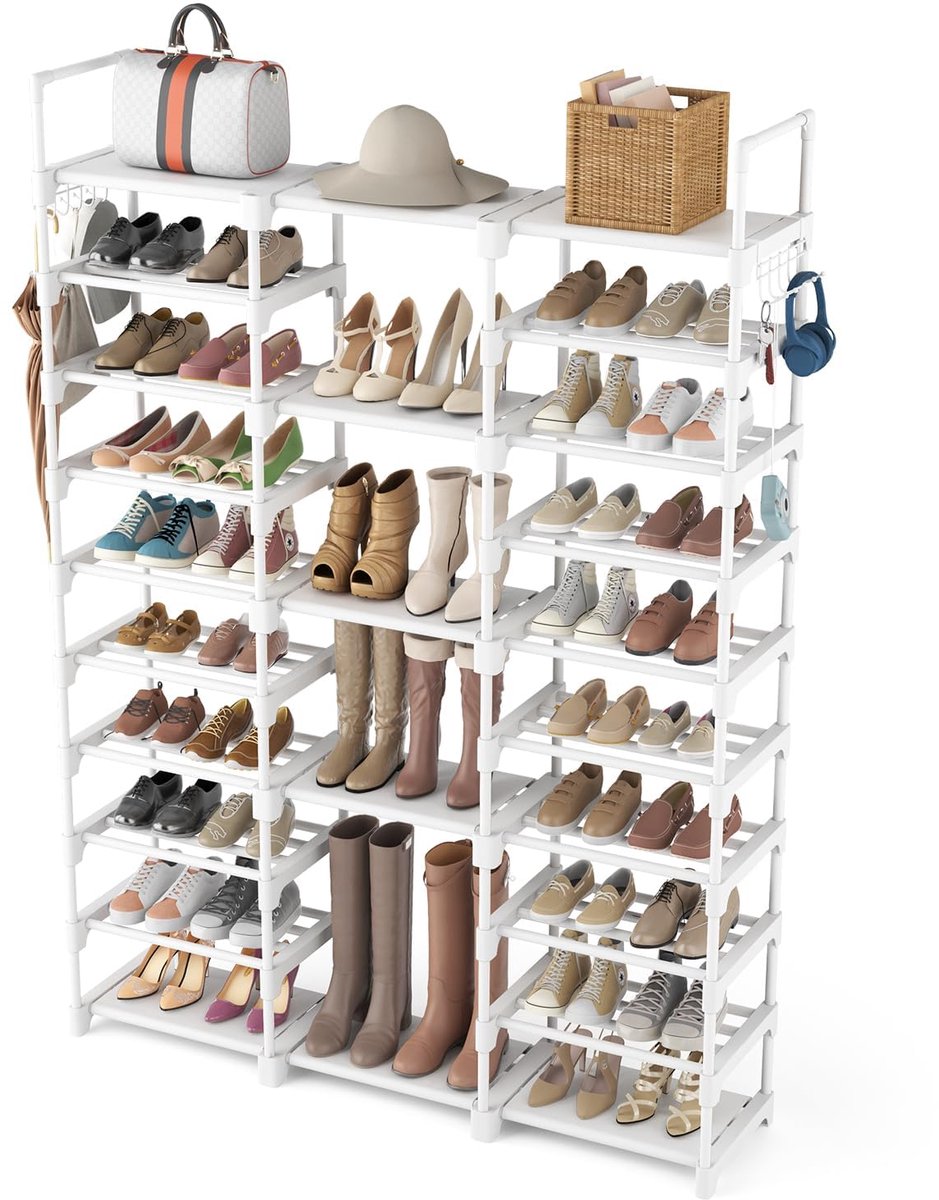 Boraboi® Schoenenrek met 10 lagen voor maximale opslag van 54-62 paar schoenen, ruimtebesparend ontwerp (8721348794537)