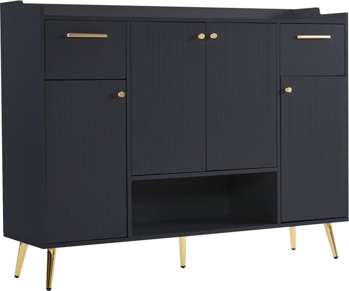 Gotagee Schoenenkast met 2 lades en 4 deuren metalen poten, staande kast (4255839408299)