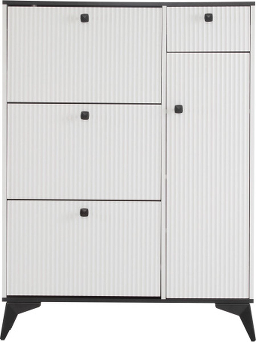 Gotagee Schoenenrek schoenen kiepkast zijkast woonkamer meubels 1 lade en 1 deur schoenen kiepkast smalle schoenenkast wit 121x90x25cm wit (4255839406837)