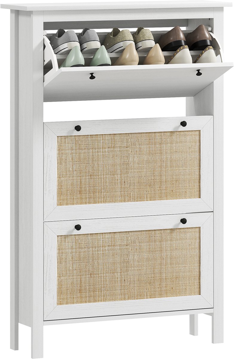 HOMCOM Klapbare schoenenkast - Spaanplaat - 80x23,5x121,5cm - Natuurlijk hout (3662970203415)